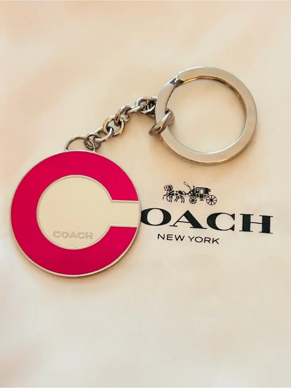 RARE Coach Y2K Pink C Charm Keychain/ Bag Charm